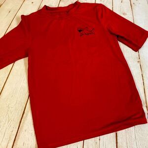 Cat & Jack Red Swim Rash Guard Shirt with a Shark Outline on the Chest